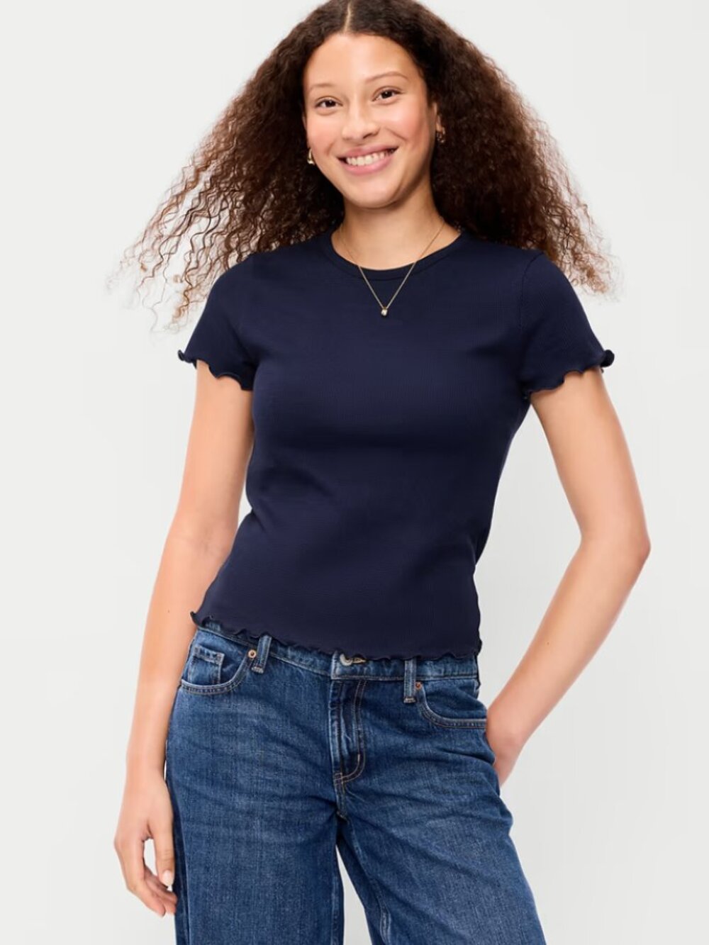 Old Navy Fitted Waffle-Knit Cropped T-Shirt